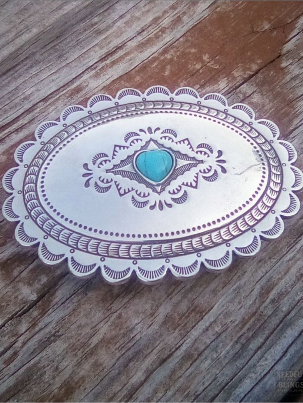 Vintage Western Belt Buckle Turquoise Color Heart
